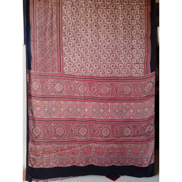 Ajrakh Block print Saree 